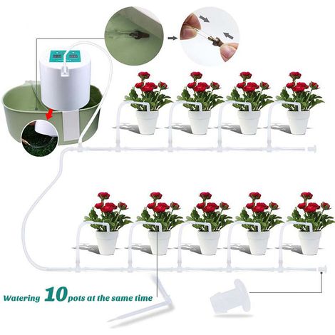 Arrosage Automatique Goutte à Goutte avec Tuyau de 10m Jardin Pompe Système d'Irrigation Plantes pour Vacances (1/5)