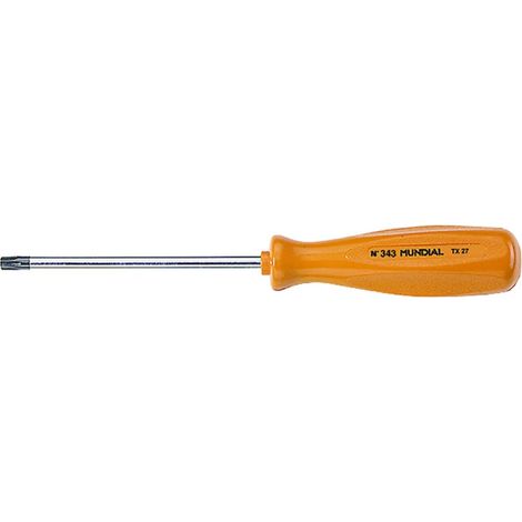 Cacciavite per Torx con foro in acciaio cromo-vanadio, finitura cromata, con punta nera -T x mm 8 x 60 - manico mm 77 x 21