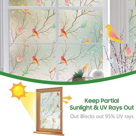 Fensterfolie, elektrostatische Sichtschutzfolie, 3D-Fensterfolie für Sicht- und UV-Schutz, dekorative Fensterfolie für Zuhause, Bad und Büro, 40 x 300 cm (1/4)