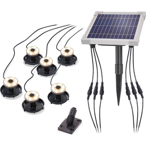 esotec Solar Über- und Unterwasserstrahler, 6 Spots warmweiß, IP68, 101403