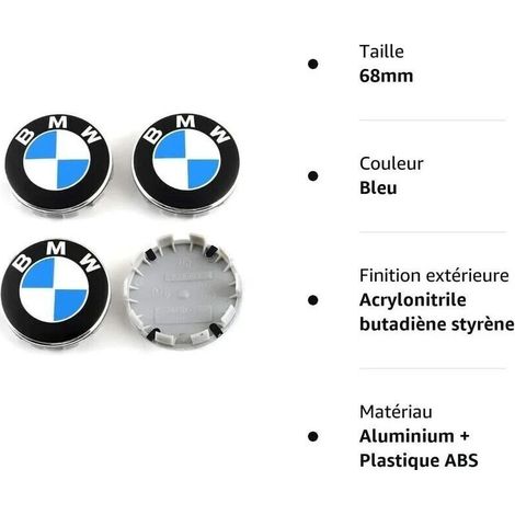 Basetbl – Cache moyeu 68mm pour BMW – Lot de 4 pièces en aluminium et plastique ABS – Installation facile – Améliore l'esthétique des jantes (1/4)