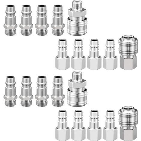 Raccord Rapide Pneumatique 1/4" BSP, 20 Pièces Embout Compresseur Air Européen, Raccord de Compresseur pour Tuyau Pneumatique-ARCAN (1/5)
