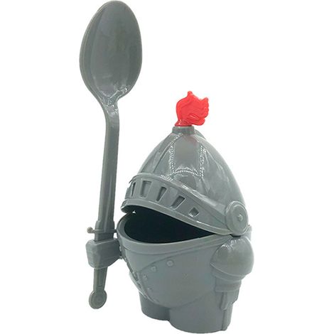 Porte-œufs pratique en plastique gris avec cuillère, support amovible et portable pour rangement d'œufs (1/2)