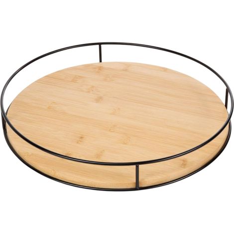 Plateau Pivotant Rond "Black Bamboo" 35cm Naturel (1/2)