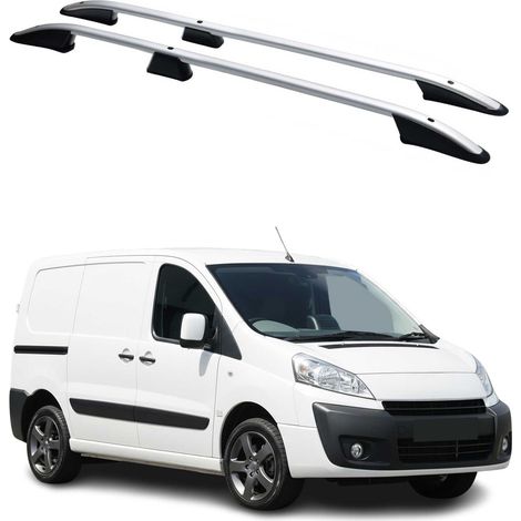 OMAC Barres de Toit longitudinales pour Peugeot Expert 2007-2016 L1 Aluminium Gris