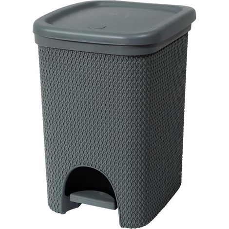 Pattumiera Bidone con Pedale Intreccio Grigio Scuro 18 Litri (1/2)