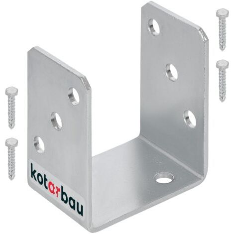 Support de poteau en U à visser 80 mm – Galvanisé à chaud – Pour fixation sécurisée sur bois et béton – Installation rapide-NANOTEH (1/5)