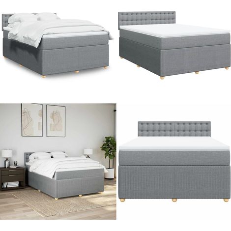 vidaXL Boxspringbett mit Matratze Hellgrau 160x200 cm Stoff (1/5)