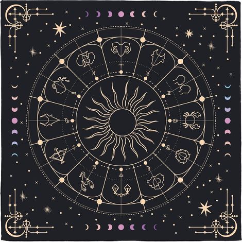 CREATCABIN Constellation Carte des ÉtoilesTissu Tapis Sorcellerie Tapisserie Nappe Rituel Tissu Spirituel Velours Cartes Tarots Serviette Table Tissu Carré Art Mural Divinations Tissu 50x50cm (1/5)