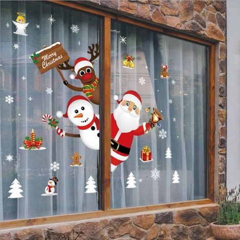 Autocollant de Noël Fenêtre,Autocollant de Noël Décoration,PVC Autocollants Vitre Stickers,Autocollants Noël Fenetre Statique Stickers Diy Fenêtres,Autocollant de Noël Flocon-Fei Yu (1/4)