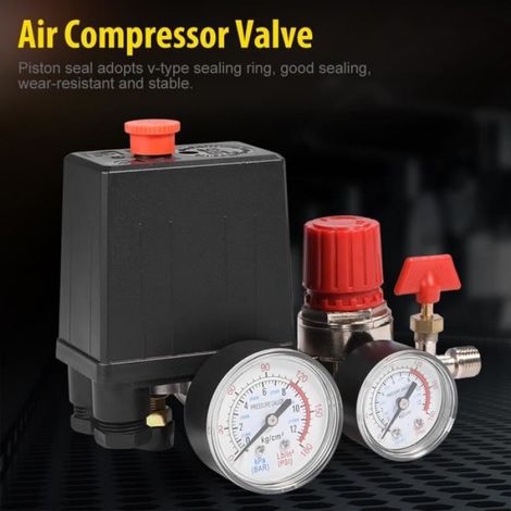 Regulateur De Pression - Pour Compresseur D'Air - Plage 0,05 À 1,2 MPa - Débit 3000 L/min - Connecteur G1/4 - Manomètre G1/8 - 1 Pièce