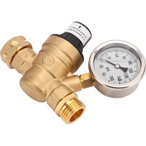 Régulateur de pression d'eau RV réglable avec manomètre, réducteur de pression pour camping-car, caravane et système de plomberie VR (1/5)