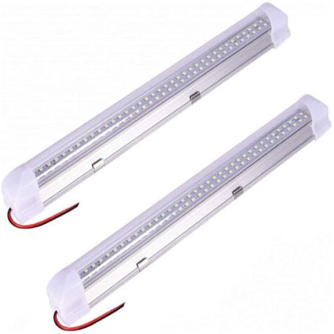 LED Néon - 72 LED pour l'Intérieur de Voiture - 12V - 5W - avec Interrupteur Marche/Arrêt - Pour Camion, Camping-Car, Bateau - 1 Bande, Blanc (Lot de 2) (1/5)