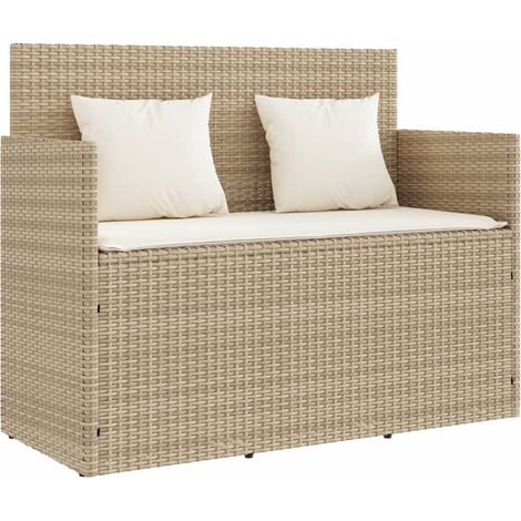 vidaXL Panca da Giardino con Cuscini Beige in Polyrattan