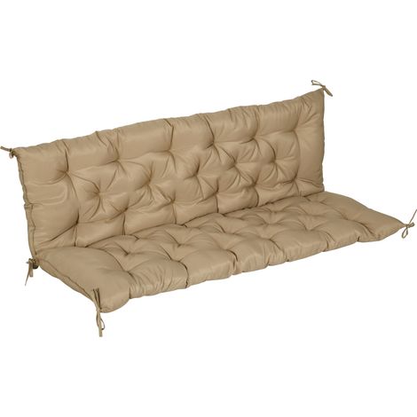Coussin matelas assise dossier pour banc de jardin balancelle canapé 3 places grand confort 150 x 98 x 8 cm kaki clair