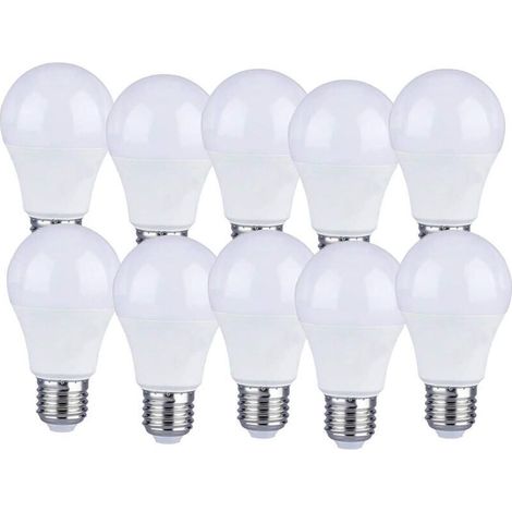 Lot de 10 Lot de 10 Ampoules LED E27 9W A60 - Lumière Blanche Chaud 4200K - 806 Lumen (1/4)