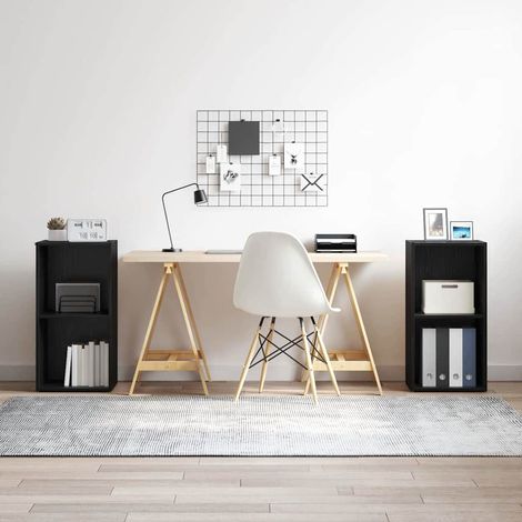 Ensemble meuble TV 2 pcs-Banc TV-Meuble Télé Chêne noir 37 x 35 x 72 cm (1/5)