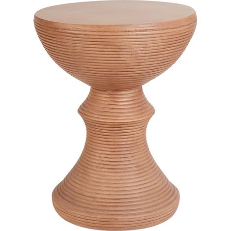 Mesa auxiliar MgO fibra de vidrio forma redonda efecto madera clara Caldaro