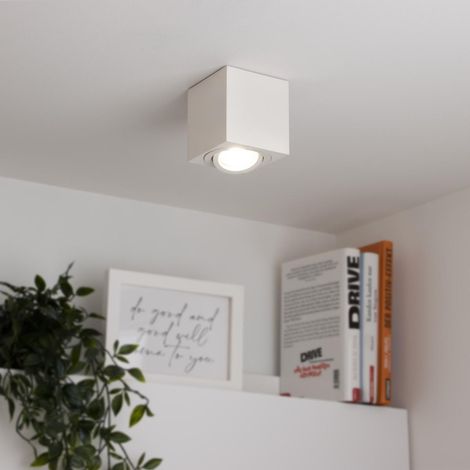 Eckiger Aufbaustrahler schwenkbar Deckenbeleuchtung - Farbe: weiß - LED Leuchtmittel: GU10 5W Neutralweiß 230V dimmbar 40°