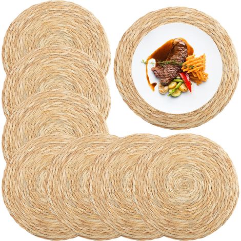 Set de Table Rond Tissé à La Main 8 pc Dessous de Table 30 cm (1/5)