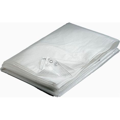Film protecteur transparent 3 × 5 m – polyéthylène renforcé 160 g/m² – protection UV 3 % – oeillets en aluminium tous les mètres – usage professionnel et bricolage (1/3)