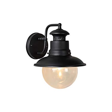 Applique esterna Lucide Figo E27 IP44 nera vetro trasparente (1/3)