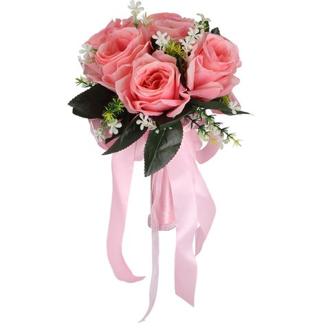Bouquet de mariée artificiel en soie, rose simulée, pour la mariée tenant les fleurs (1/5)