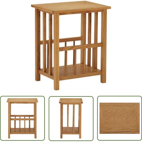 The Living Store Zeitungstisch 45x35x55 cm Eiche Massivholz - Beistelltisch - Holztisch - Eichentisch - Zeitungsregal - Dekorationselement (1/5)