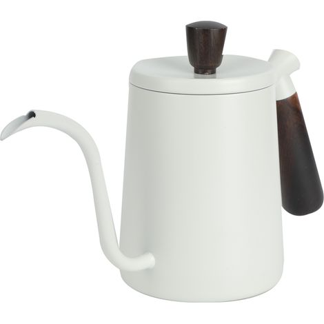Cafetière portable en acier inoxydable 700 ml, bec verseur long en col de cygne, usage domestique et professionnel, blanche, 700 ml