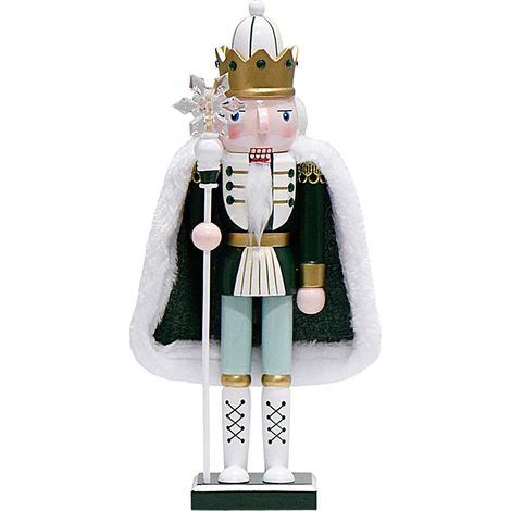 Wooden Decorative Nutcracker King Figure Ornament, 12 inch Nutcracker with  Snowflake , Festive Table and Mantel Decoration, Classic Christmas King Nutcracker for Holiday Display (1/5)