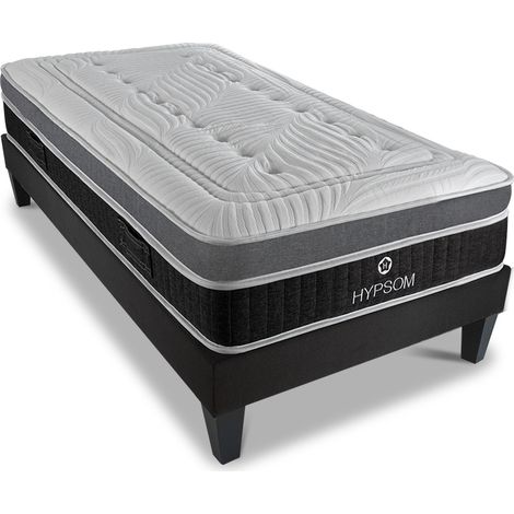 HYPSOM Ensemble ELEGANCE 90x200 cm Matelas Mémoire de forme + Sommier Bois (1/5)