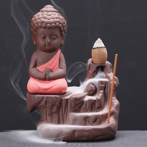 Brûleurs d'encens à reflux, jolis brûleurs en céramique, ornement décoratif pour la maison, la chambre, le salon de thé ou le bureau, rouge (1/3)