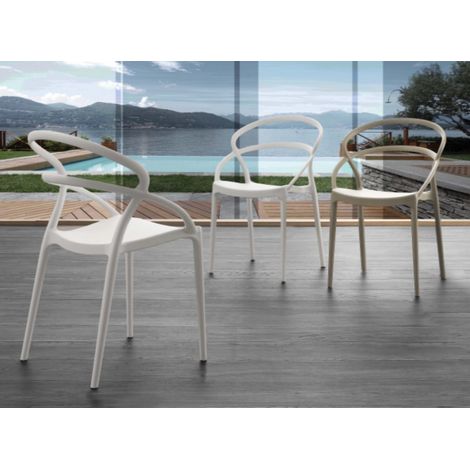 Chaise empilable polypropylène Melbourne - Lot de 4-Sable (1/3)