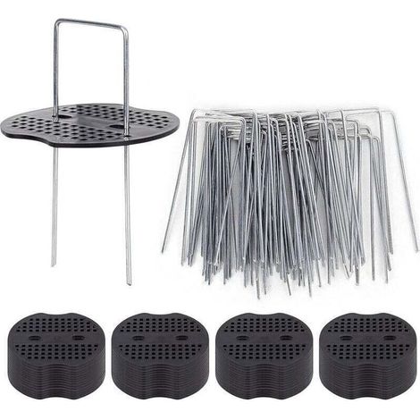 Ulisem50 Piquets De Jardin Ave Rondelles, Piquets De Fixation en Acier Galvanisé pour Baches Agraphes De Fixation De Toile De Paillage Piquets Galvanisé (1/4)