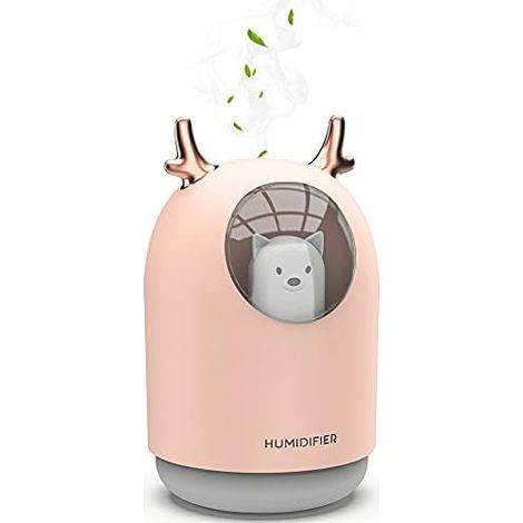 Air Humidifier Baby Bedroom Quiet Ultrasonic with 7 Light Colors 12 Hrs Auto Shut-Off, 300ml USB Pink (1/5)