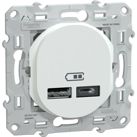 Schneider Electric – Double chargeur USB A+C 12W – Adaptateur de voyage blanc – S320401 (1/7)