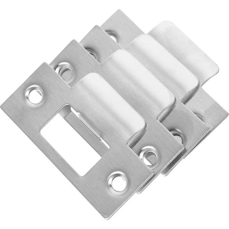 Plaques inox lot de 4 en acier inoxydable argenté, conçues pour réparation et sécurisation de serrures de porte d'entrée (1/5)