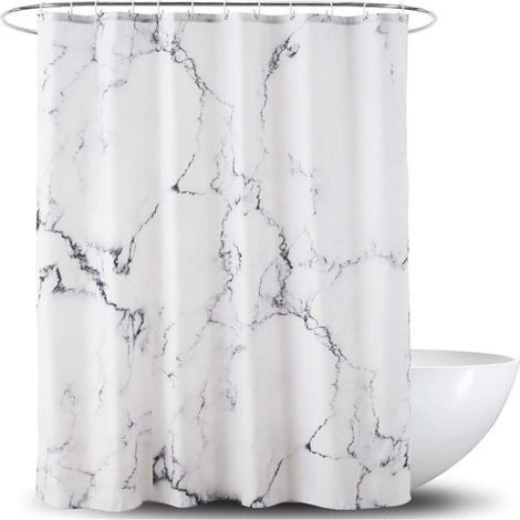 Rideau De Douche - Polyester Imitation Marbre - 180 x 180 cm - Imperméable Avec Ourlet Lesté Et Trous Renforcés - 1 Pièce