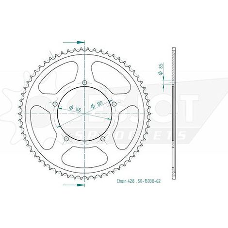 Couronne de transmission Esjot pour Moto Sachs 125 ZX 1999 à 2003