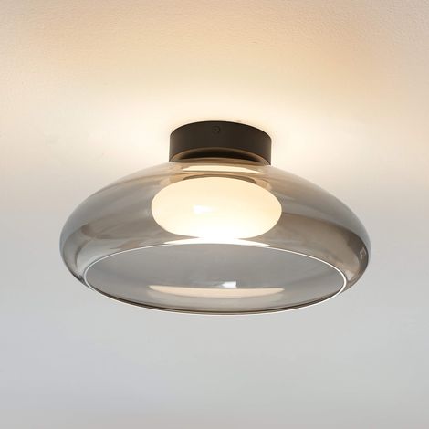 Runde ultra moderne LED-Leuchte mit Rauchglas-Lampenschirm - Théoria