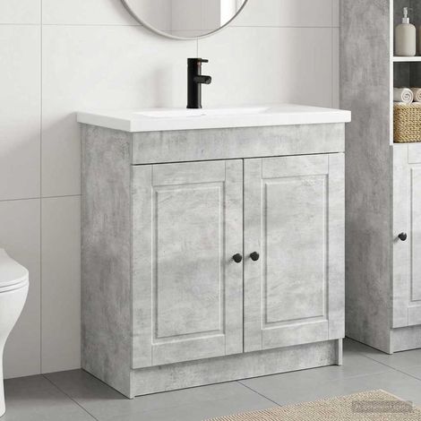 vidaXL Badezimmermöbel-Set Betongrau 78,5 x 37,5 x 81 cm Holzwerkstoff (1/5)
