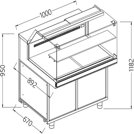 Comptoir vitrine neutre boulangerie vitre basse - Diamond