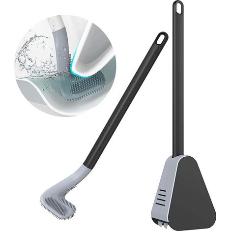 360° Golf Toilet Brush with Holder, Flexible Hose, ZQKLA (Black) - AquaForge (1/5)