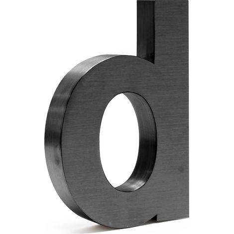 Wiltec Hausnummer d anthrazit Edelstahl Hausnummer in modernem 3D-Design, Höhe 20 cm, Schrift Arial, rostfrei und witterungsbeständig, mit Montagematerial