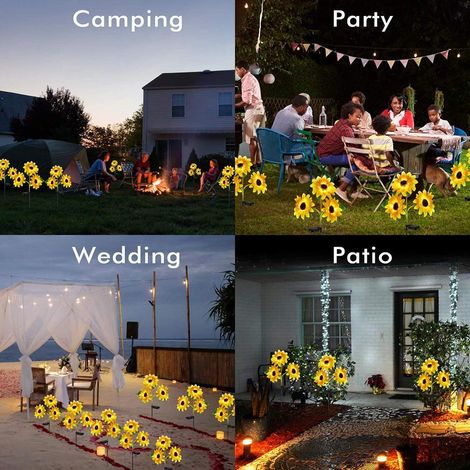 Solarbetriebene LED-Pfahlleuchten für den Außenbereich, sonnenblumenförmig, wasserdicht, dekorativ für Garten, Terrasse oder Hof. (1/5)