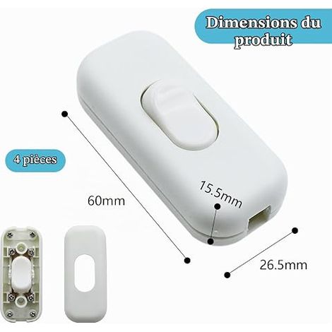 Set of Bedside Lamp Rocker Switches 6A 250V  Wires Wire Inline Lamp Switch for Small Appliances Desk Lamps and Bedside Lamps (1/4)