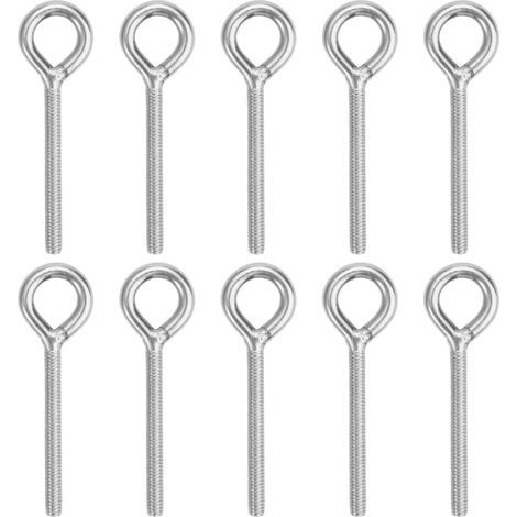 10 Pièces Anneau de Levage Boulon à œillet M6,Boulon à œil en Acier Inoxydable 304,Anneaux Filetage Vis Tige Longue,74mm Boulons àœil Filetage Mâle,Vis à œillet Antirouille,pour Fixation et Suspension (1/5)
