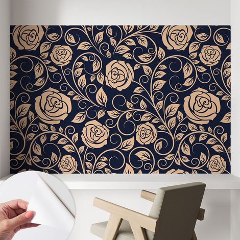 Papier peint autocollant avec imprimé pour cuisine facile à appliquer pour mur a motif Fleurs romantiques 104x70 cm (1/5)