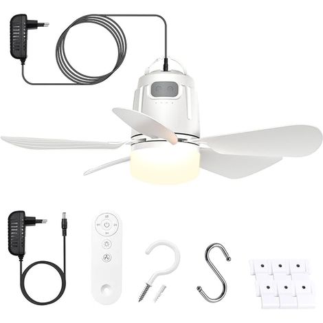 Ceiling Fan with Light Socket 5 m and Remote Control Suitable for Bedroom, Patio, Parasol, Workshop, Gazebo, Awning, Campi (1/5)
