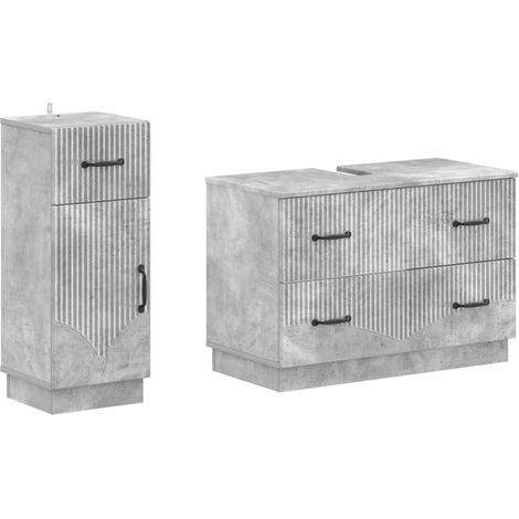Ensemble de 2 meubles de salle de bain HOORN Gris béton bois (1/5)